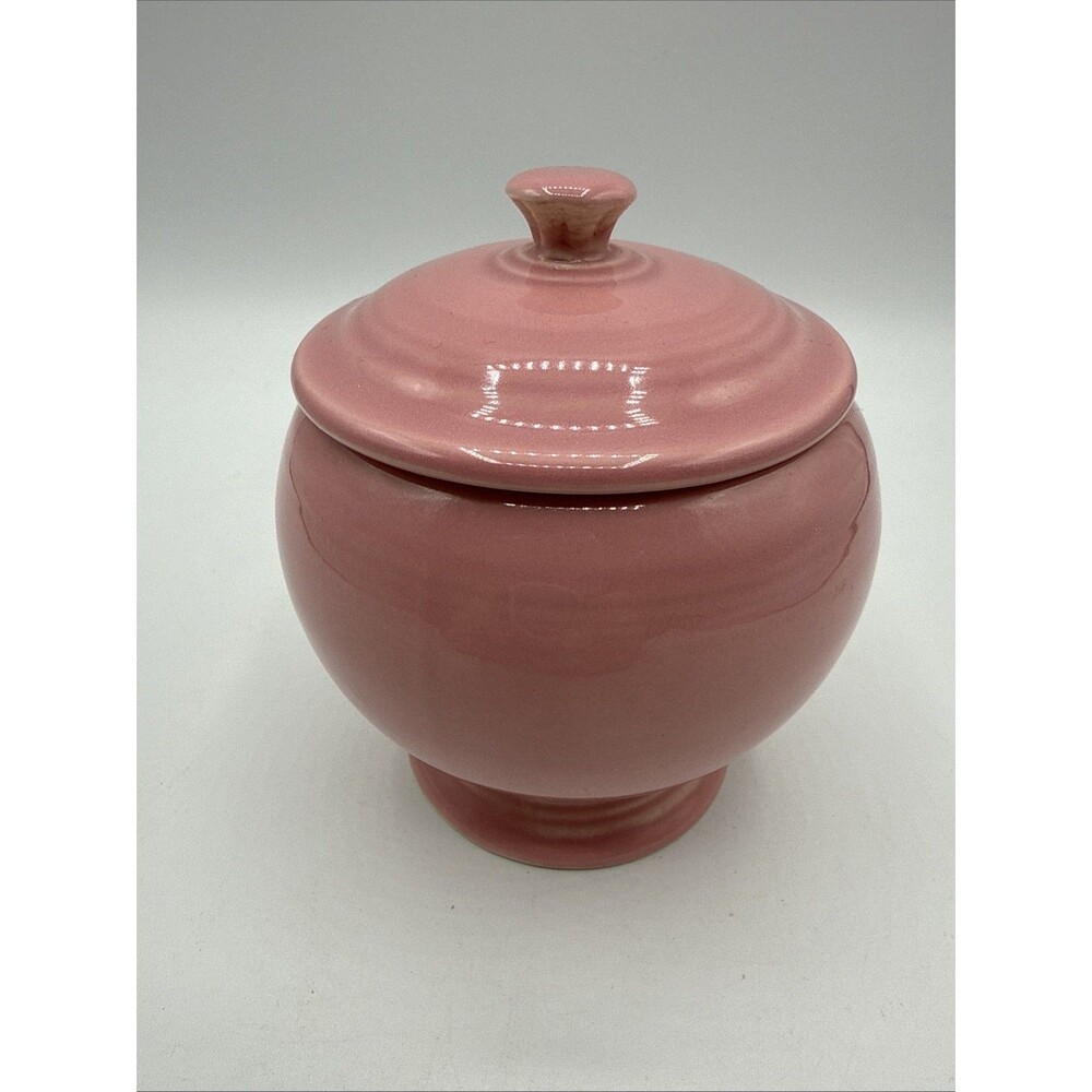 Vintage Fiesta Peony Pink Lidded Sugar Bowl Homer Laughlin USA